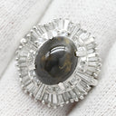 ノンブランド NON BRAND クリソベリル キャッツアイ ダイヤ リング プラチナシルバー Pt900 クリソベリルキャッツアイ ダイヤモンド リング 指輪 猫目石 5.02ct プラチナム PT ダイヤモンド オーバル 10号