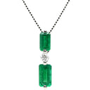 ノンブランド NON BRAND エメラルド 1.53ct ダイヤ ペンダント プラチナシルバー Pt950 エメラルド ダイヤモンド Pt850(チェーン) ネックレス 緑 1Pダイヤ スクエア エメラルドカット ベネチアンチェーン プラチナ