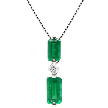 ノンブランド NON BRAND エメラルド 1.53ct ダイヤ ペンダント プラチナシルバー Pt950 エメラルド ダイヤモンド Pt850(チェーン) ネックレス 緑 1Pダイヤ スクエア エメラルドカット ベネチアンチェーン プラチナ