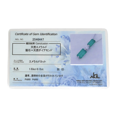 ノンブランド NON BRAND エメラルド 1.53ct ダイヤ ペンダント プラチナシルバー Pt950 エメラルド ダイヤモンド Pt850(チェーン) ネックレス 緑 1Pダイヤ スクエア エメラルドカット ベネチアンチェーン プラチナ