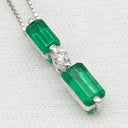 ノンブランド NON BRAND エメラルド 1.53ct ダイヤ ペンダント プラチナシルバー Pt950 エメラルド ダイヤモンド Pt850(チェーン) ネックレス 緑 1Pダイヤ スクエア エメラルドカット ベネチアンチェーン プラチナ