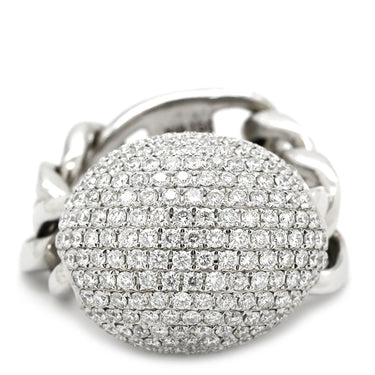 ノンブランド NON BRAND ダイヤモンド 1.54ct ホワイトゴールド K18WG ダイヤモンド リング 指輪 18K Au750 WG ドーム型 カクテルリング チェーンリング 13号