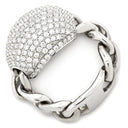 ノンブランド NON BRAND ダイヤモンド 1.54ct ホワイトゴールド K18WG ダイヤモンド リング 指輪 18K Au750 WG ドーム型 カクテルリング チェーンリング 13号