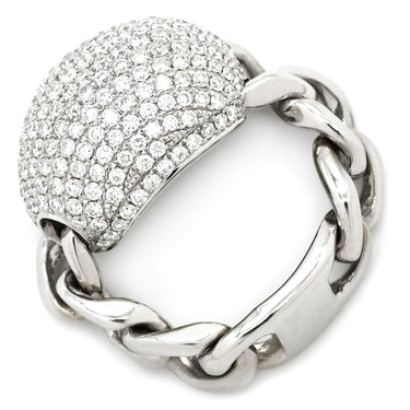 ノンブランド NON BRAND ダイヤモンド 1.54ct ホワイトゴールド K18WG ダイヤモンド リング 指輪 18K Au750 WG ドーム型 カクテルリング チェーンリング 13号