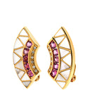 TASAKI TASAKI ホワイト×ピンク×イエローゴールド K18YG ダイヤモンド ピンクトルマリン ホワイトマザーオブパール イヤリング 750YG Au750 ダイヤ シェル トルマリン バイカラー クレセント 扇形