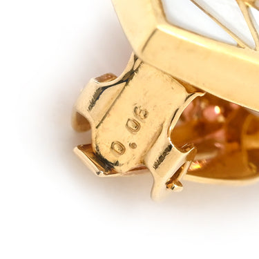 TASAKI TASAKI ホワイト×ピンク×イエローゴールド K18YG ダイヤモンド ピンクトルマリン ホワイトマザーオブパール イヤリング 750YG Au750 ダイヤ シェル トルマリン バイカラー クレセント 扇形