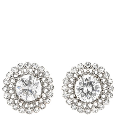 ノンブランド NON BRAND ダイヤモンド 2.01ct SI2 ホワイトゴールド K18WG ダイヤモンド ピアス 大粒ダイヤ ラージ ブリリアントカット フラワーモチーフ 18K 750 WG 両耳用 スタッド