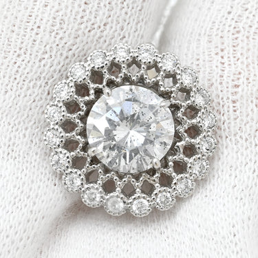 ノンブランド NON BRAND ダイヤモンド 2.01ct SI2 ホワイトゴールド K18WG ダイヤモンド ピアス 大粒ダイヤ ラージ ブリリアントカット フラワーモチーフ 18K 750 WG 両耳用 スタッド