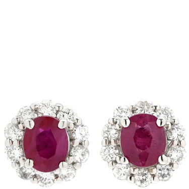 ノンブランド NON BRAND ルビー ダイヤピアス プラチナシルバー×レッド Pt900 ルビー ダイヤモンド ピアス 赤 plat900 オーバルミックスカット