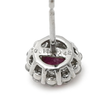 ノンブランド NON BRAND ルビー ダイヤピアス プラチナシルバー×レッド Pt900 ルビー ダイヤモンド ピアス 赤 plat900 オーバルミックスカット