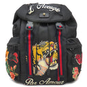 グッチ GUCCI エンブロイダリー バックパック 429037 ブラック ナイロン リュック・デイパック ブラック金具 黒 タイガー