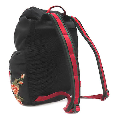 グッチ GUCCI エンブロイダリー バックパック 429037 ブラック ナイロン リュック・デイパック ブラック金具 黒 タイガー