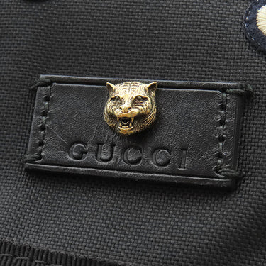 グッチ GUCCI エンブロイダリー バックパック 429037 ブラック ナイロン リュック・デイパック ブラック金具 黒 タイガー