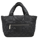 シャネル CHANEL コココクーン トートバッグ PM A48610 ブラック ナイロン レザー トートバッグ シルバー金具 黒