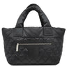 シャネル CHANEL コココクーン トートバッグ PM A48610 ブラック ナイロン レザー トートバッグ シルバー金具 黒