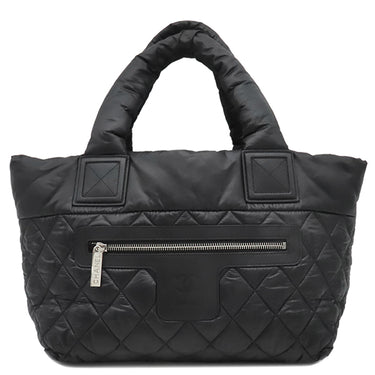 シャネル CHANEL コココクーン トートバッグ PM A48610 ブラック ナイロン レザー トートバッグ シルバー金具 黒
