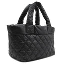 シャネル CHANEL コココクーン トートバッグ PM A48610 ブラック ナイロン レザー トートバッグ シルバー金具 黒