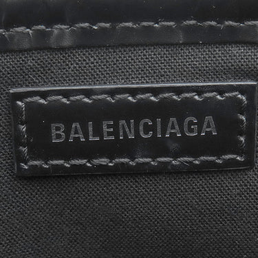 バレンシアガ BALENCIAGA ネイビーカバス XS 390346 ナチュラル×ブラック コットンキャンバス レザー 2WAYバッグ シルバー金具 白 黒