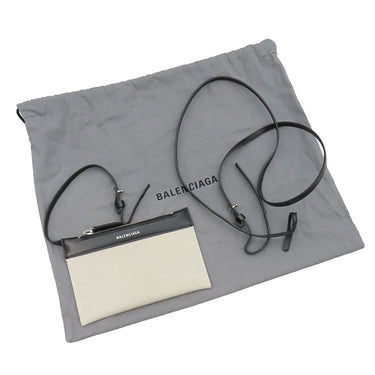 バレンシアガ BALENCIAGA ネイビーカバス XS 390346 ナチュラル×ブラック コットンキャンバス レザー 2WAYバッグ シルバー金具 白 黒