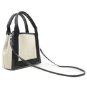 バレンシアガ BALENCIAGA ネイビーカバス XS 390346 ナチュラル×ブラック コットンキャンバス レザー 2WAYバッグ シルバー金具 白 黒