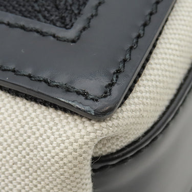 バレンシアガ BALENCIAGA ネイビーカバス XS 390346 ナチュラル×ブラック コットンキャンバス レザー 2WAYバッグ シルバー金具 白 黒