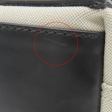 バレンシアガ BALENCIAGA ネイビーカバス XS 390346 ナチュラル×ブラック コットンキャンバス レザー 2WAYバッグ シルバー金具 白 黒