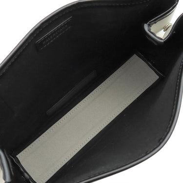 バレンシアガ BALENCIAGA ネイビーカバス XS 390346 ナチュラル×ブラック コットンキャンバス レザー 2WAYバッグ シルバー金具 白 黒