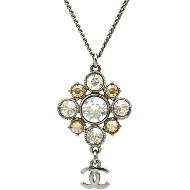 シャネル CHANEL ひし形 ラインストーン ペンダント A37251 シルバー メタル ラインストーン ネックレス