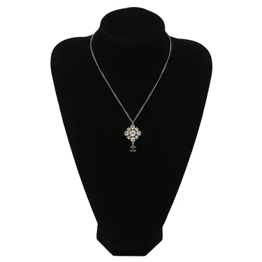 シャネル CHANEL ひし形 ラインストーン ペンダント A37251 シルバー メタル ラインストーン ネックレス