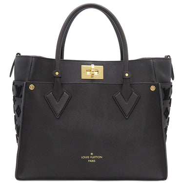 ルイヴィトン LOUIS VUITTON オンマイサイド MM M53826 ノワール カーフ ツイストカーフレザー 2WAYバッグ ゴールド金具 トート ショルダー 黒