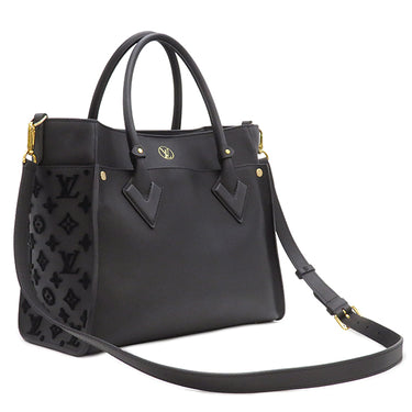 ルイヴィトン LOUIS VUITTON オンマイサイド MM M53826 ノワール カーフ ツイストカーフレザー 2WAYバッグ ゴールド金具 トート ショルダー 黒