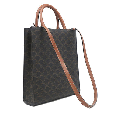 セリーヌ CELINE スモール バーティカル カバ 191542BZK タン レザー トリオンフキャンバス 2WAYバッグ ゴールド金具 茶 ハンドバッグ ショルダー