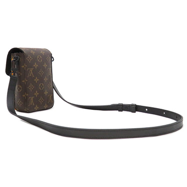 ルイヴィトン LOUIS VUITTON Sロック ヴェルティカル ウェアラブル ウォレット M82535 モノグラムマカサー レザー モノグラムマカサー ショルダーバッグ ブラック金具 茶 斜め掛け