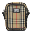バーバリー BURBERRY ヴィンテージ チェック クロスボディ バッグ 8023381 アーカイブベージュ コットン レザー ショルダーバッグ シルバー金具 黒 赤 斜め掛け
