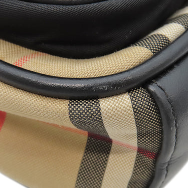 バーバリー BURBERRY ヴィンテージ チェック クロスボディ バッグ 8023381 アーカイブベージュ コットン レザー ショルダーバッグ シルバー金具 黒 赤 斜め掛け