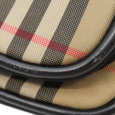 バーバリー BURBERRY ヴィンテージ チェック クロスボディ バッグ 8023381 アーカイブベージュ コットン レザー ショルダーバッグ シルバー金具 黒 赤 斜め掛け