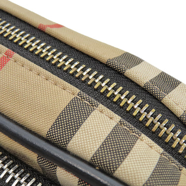 バーバリー BURBERRY ヴィンテージ チェック クロスボディ バッグ 8023381 アーカイブベージュ コットン レザー ショルダーバッグ シルバー金具 黒 赤 斜め掛け