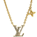 ルイヴィトン LOUIS VUITTON LV アイコニック M00596 ゴールド GP ストラス ネックレス ロゴ モノグラムフラワー LVイニシャル LVサークル