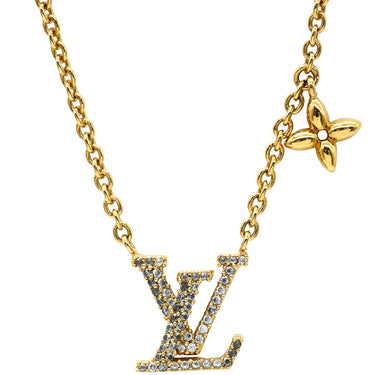 ルイヴィトン LOUIS VUITTON LV アイコニック M00596 ゴールド GP ストラス ネックレス ロゴ モノグラムフラワー LVイニシャル LVサークル