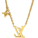 ルイヴィトン LOUIS VUITTON LV アイコニック M00596 ゴールド GP ストラス ネックレス ロゴ モノグラムフラワー LVイニシャル LVサークル