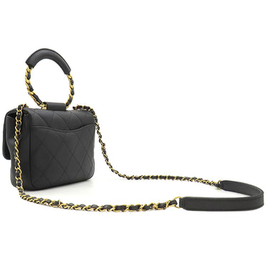 シャネル CHANEL マトラッセ トップハンドル スモール AS1357 ブラック カーフ 2WAYバッグ マットゴールド金具 黒 チェーンショルダー