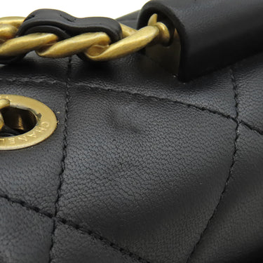 シャネル CHANEL マトラッセ トップハンドル スモール AS1357 ブラック カーフ 2WAYバッグ マットゴールド金具 黒 チェーンショルダー