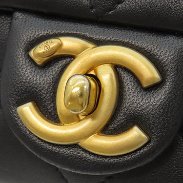 シャネル CHANEL マトラッセ トップハンドル スモール AS1357 ブラック カーフ 2WAYバッグ マットゴールド金具 黒 チェーンショルダー