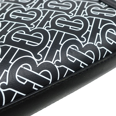 バーバリー BURBERRY BTロゴ レザー ショルダー ブラック レザー 2WAYバッグ シルバー金具 黒 白 ショルダー クラッチ