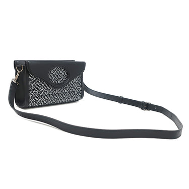 バーバリー BURBERRY BTロゴ レザー ショルダー ブラック レザー 2WAYバッグ シルバー金具 黒 白 ショルダー クラッチ