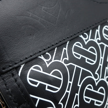 バーバリー BURBERRY BTロゴ レザー ショルダー ブラック レザー 2WAYバッグ シルバー金具 黒 白 ショルダー クラッチ