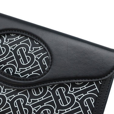 バーバリー BURBERRY BTロゴ レザー ショルダー ブラック レザー 2WAYバッグ シルバー金具 黒 白 ショルダー クラッチ