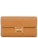 エルメス HERMES コンスタンス ロング トゥー ゴー トフィ ヴォーエプソン 長財布 ゴールド金具 茶 二つ折り財布