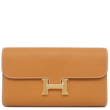 エルメス HERMES コンスタンス ロング トゥー ゴー トフィ ヴォーエプソン 長財布 ゴールド金具 茶 二つ折り財布
