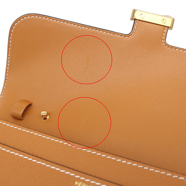 エルメス HERMES コンスタンス ロング トゥー ゴー トフィ ヴォーエプソン 長財布 ゴールド金具 茶 二つ折り財布